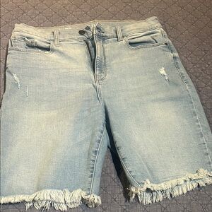 Light Blue Distressed Denim Shorts